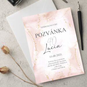 Pozvanka na oslavu ruzova watercolor 40