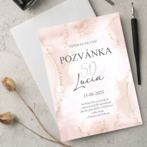 Pozvanka na oslavu ruzova watercolor 50