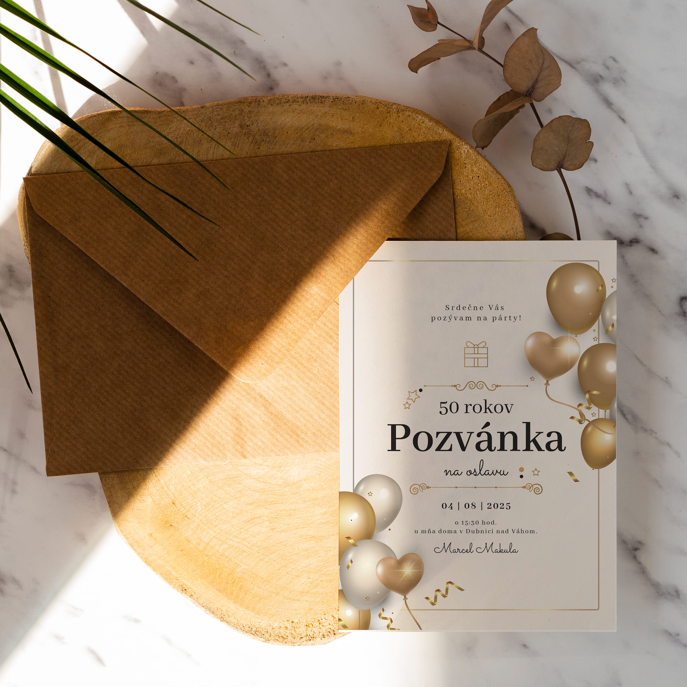 Pozvanka na oslavu s balonikmi 50 Pozvanka na oslavu s balonikmi 50