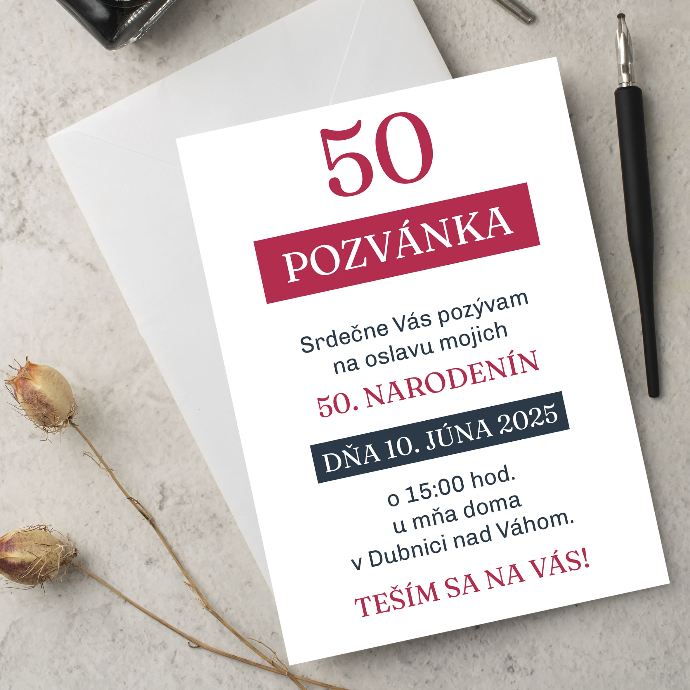 Pozvanka na oslavu s vyraznymi tvarmi 50 Pozvanka na oslavu s vyraznymi tvarmi 50