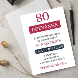 Pozvanka na oslavu s vyraznymi tvarmi 80